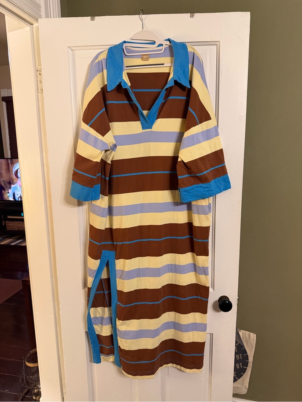 Free People Striped Maxi Dress in Brown, Blue, Yellow, Cream - Picture 5 of 8